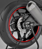 Red motorcycle rim tapes by Puig