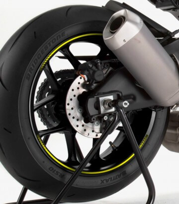 Fluor yellow motorcycle rim tapes by Puig