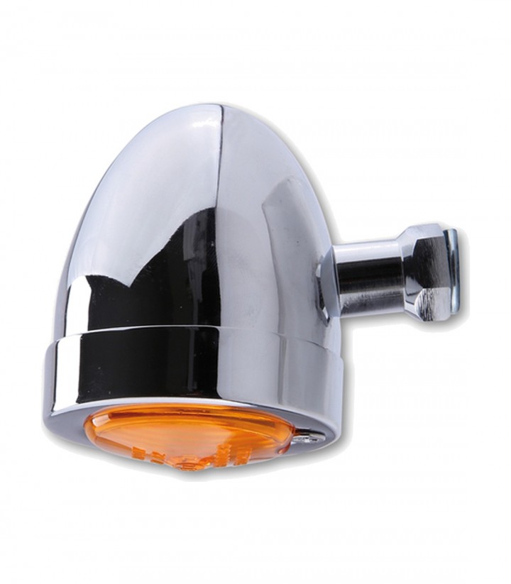 Intermitente Highsider Bullet Flat Cromado con Cristal Naranja
