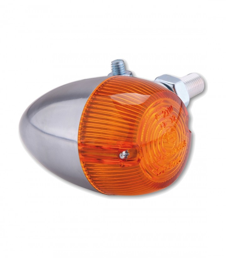 Highsider Turn Signal Bullet Light 1 Silver with Orange Lens