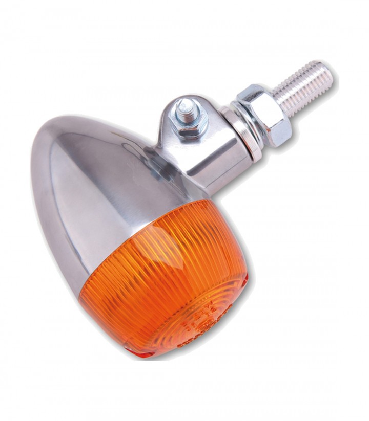 Intermitente Highsider Bullet Light 1 Plata con Cristal Naranja