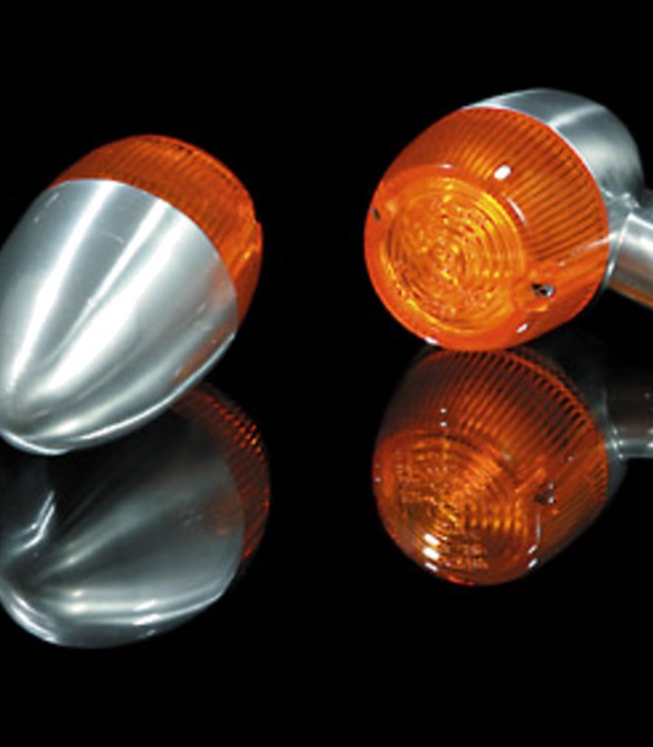 Intermitente Highsider Bullet Light 1 Plata con Cristal Naranja