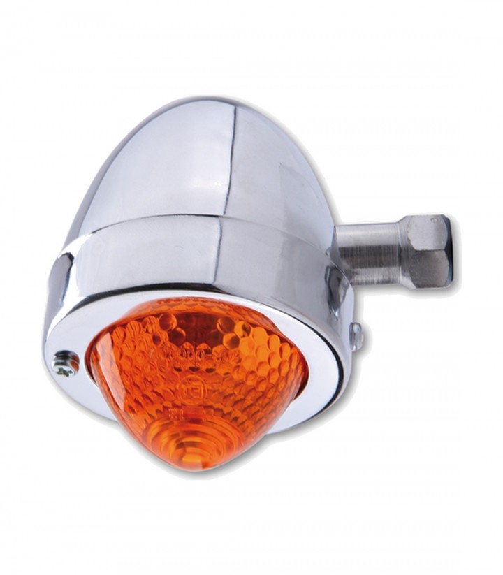 Blinker Highsider Bullet Pike Verchromt mit orangefarbenem Glas