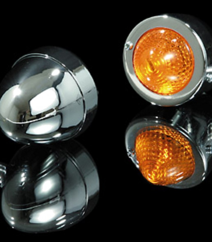 Intermitente Highsider Bullet Pike Cromado con Cristal Naranja
