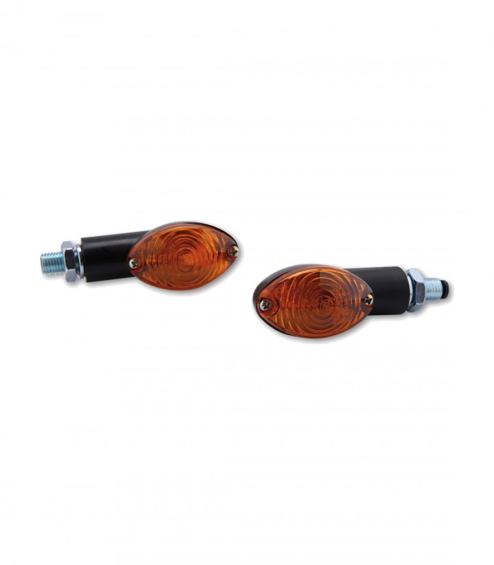 Blinker Highsider Cateye Mini Schwarz mit orangefarbenem Glas