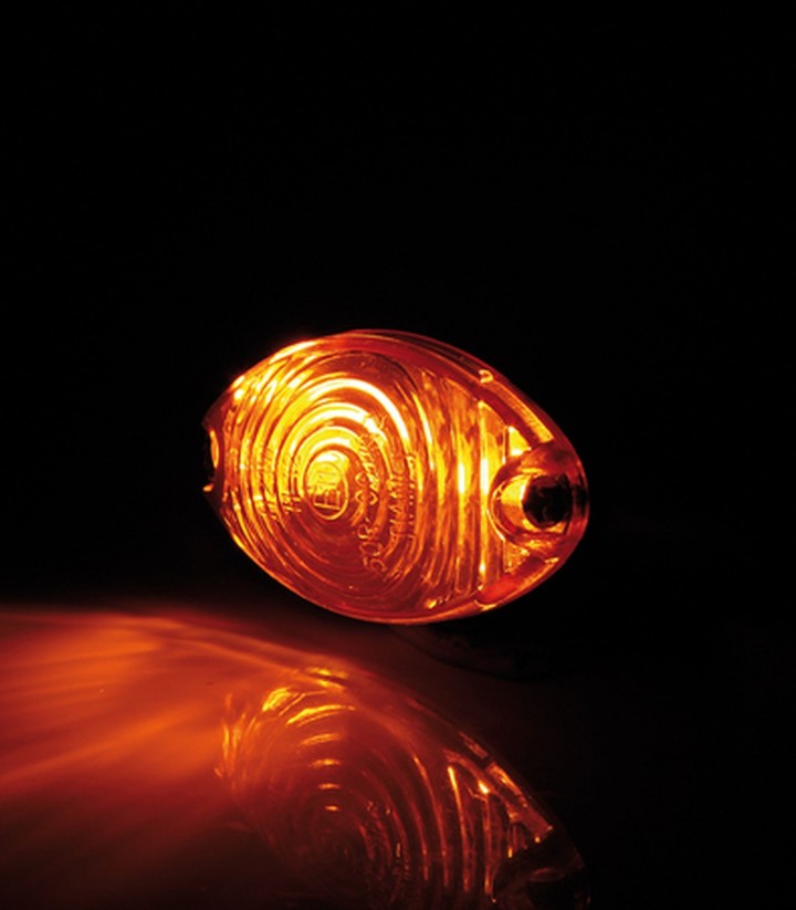 Blinker Highsider Cateye Mini Schwarz mit orangefarbenem Glas
