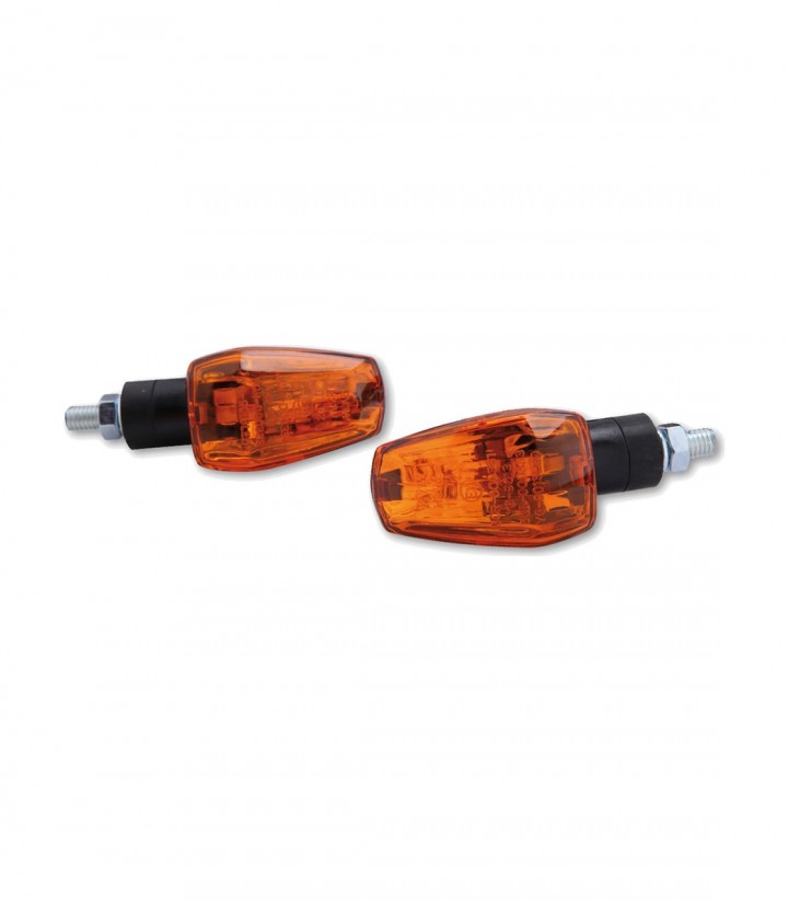 Blinker Highsider Imola 1 mit kurzem Schaft Schwarz mit orangefarbenem Glas