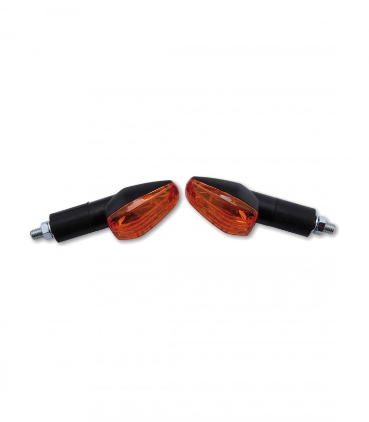 Blinker Highsider Imola 1 mit langem Schaft Schwarz mit orangefarbenem Glas
