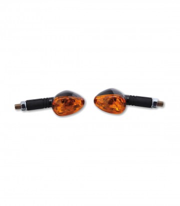 Blinker Highsider Little Duke Schwarz mit orangefarbenem Glas