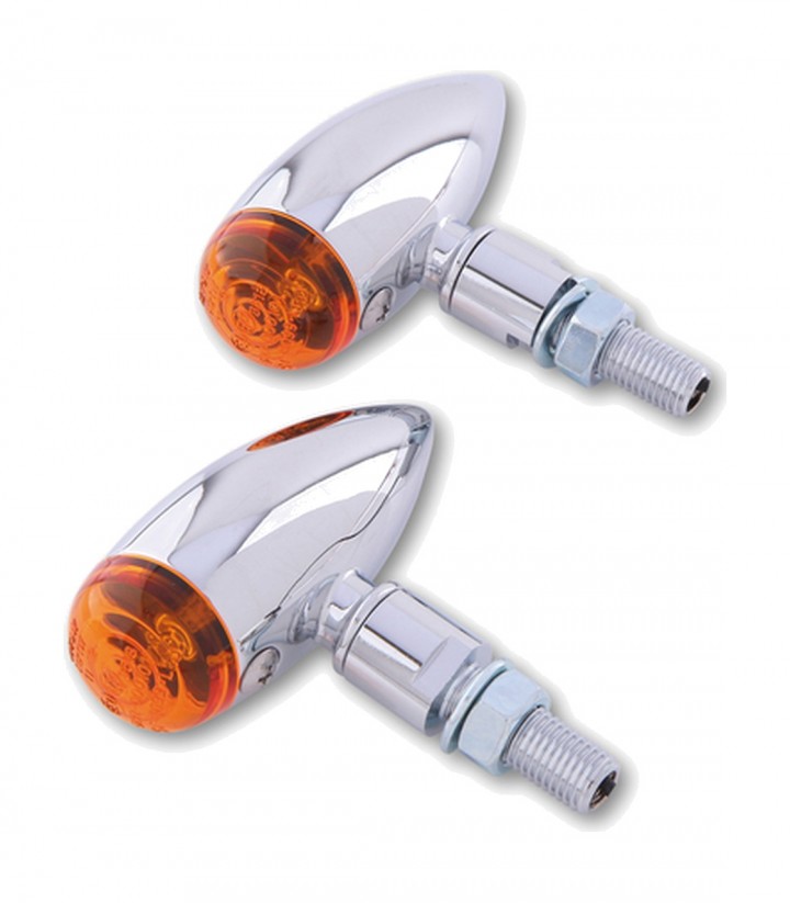 Highsider Turn Signals Micro-Bullet Chrome with Orange Lens