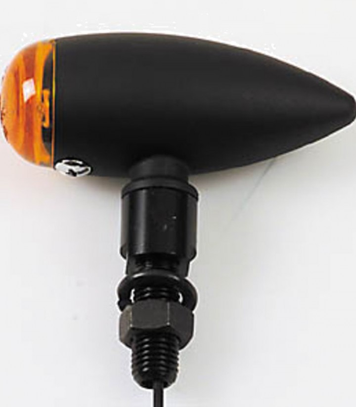 Blinker Highsider Micro-Bullet Schwarz mit orangefarbenem Glas