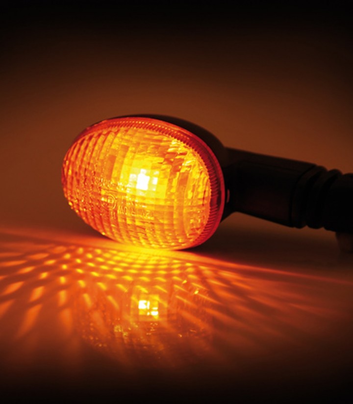 Blinker Highsider Mini Schwarz mit orangefarbenem Glas