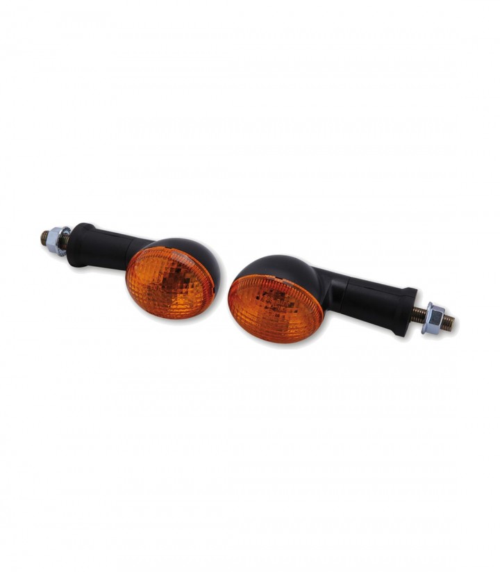 Highsider Turn Signals Oval Mini Black with Orange Lens