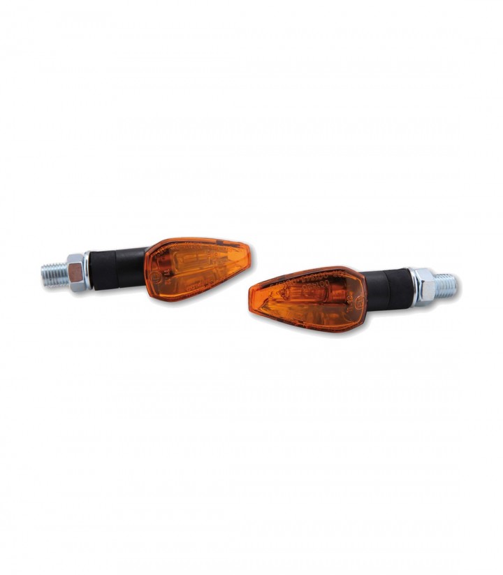 Blinker Highsider Peak Schwarz mit orangefarbenem Glas