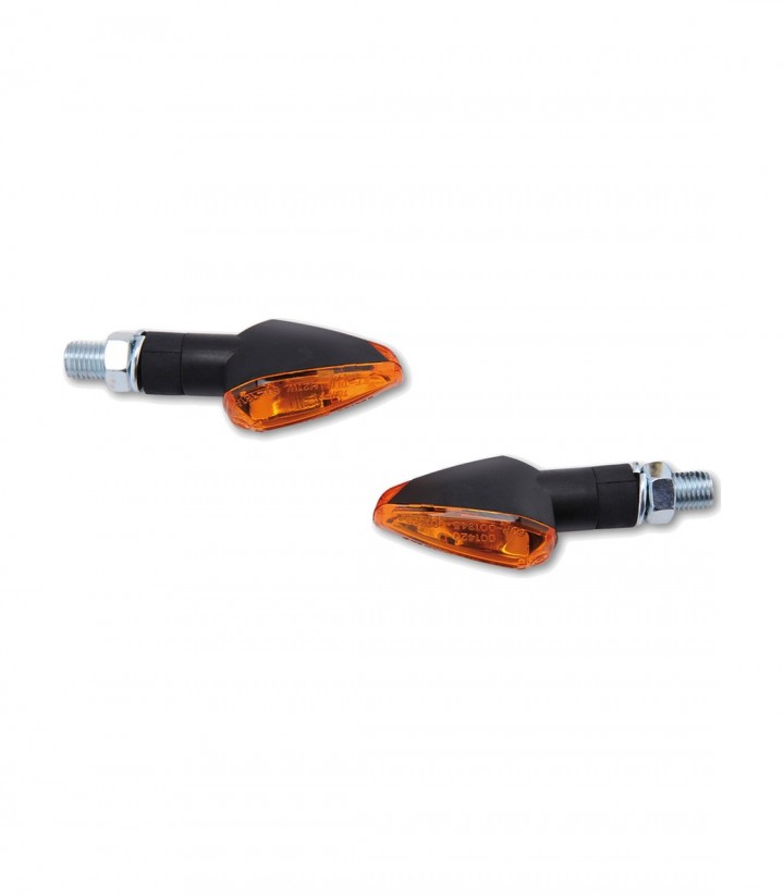 Blinker Highsider Peak Schwarz mit orangefarbenem Glas