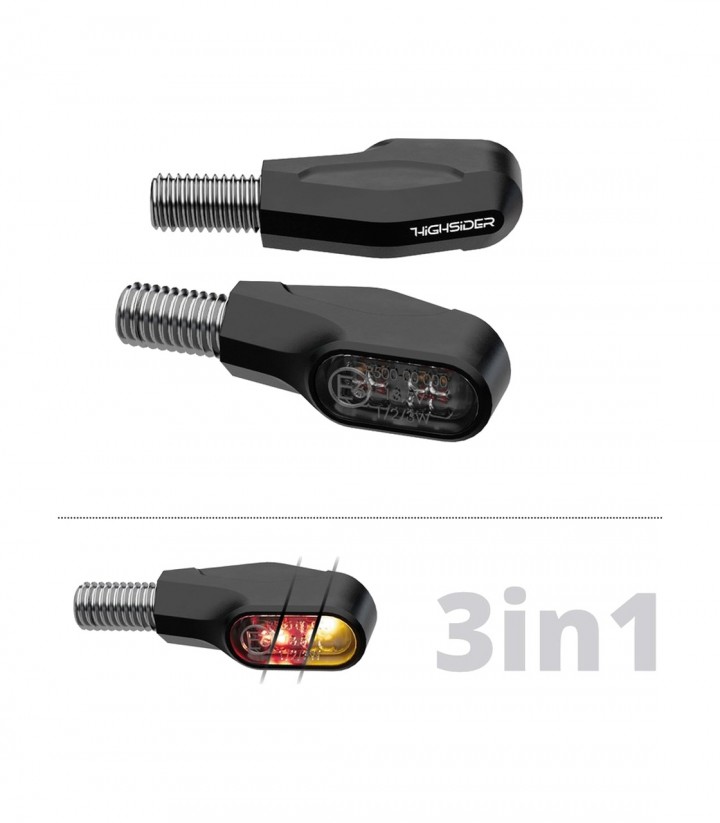 Intermitentes Highsider Ventura-X 3en1 Negro Mate