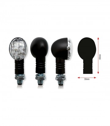 Intermitentes LED Bullet Highsider Negro con Cristal Transparente