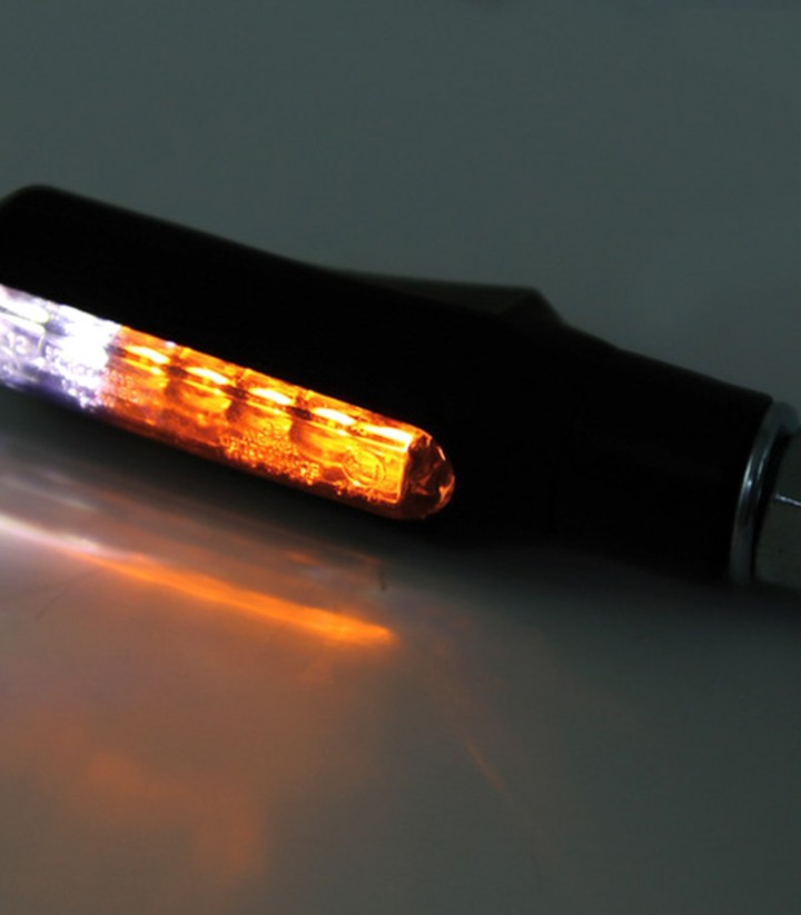 Intermitentes LED con Luz de Posición Highsider Shorty Fin 2in1 Negro con Cristal Ahumado