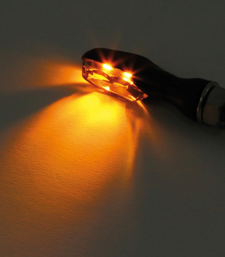 LED-Blinker Highsider Blaze Schwarz mit durchscheinendem Glas