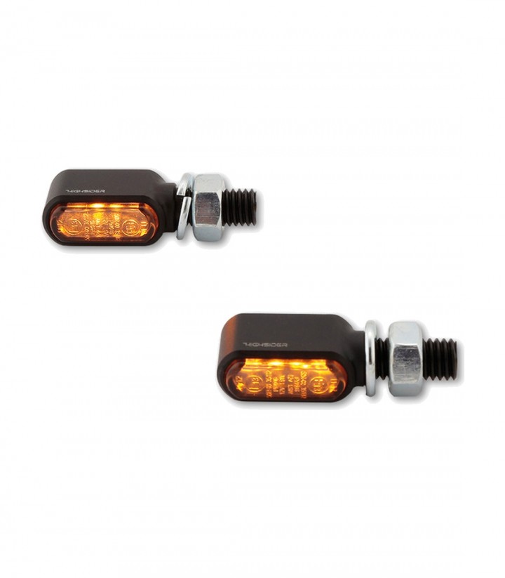 LED-Blinker Highsider Little Bronx CNC-gefertigt Schwarz mit getöntem Glas