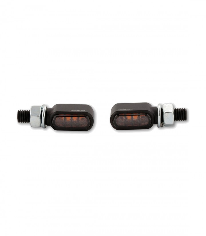 Intermitentes LED Highsider Little Bronx Mecanizado CNC Negro con Cristal Ahumado