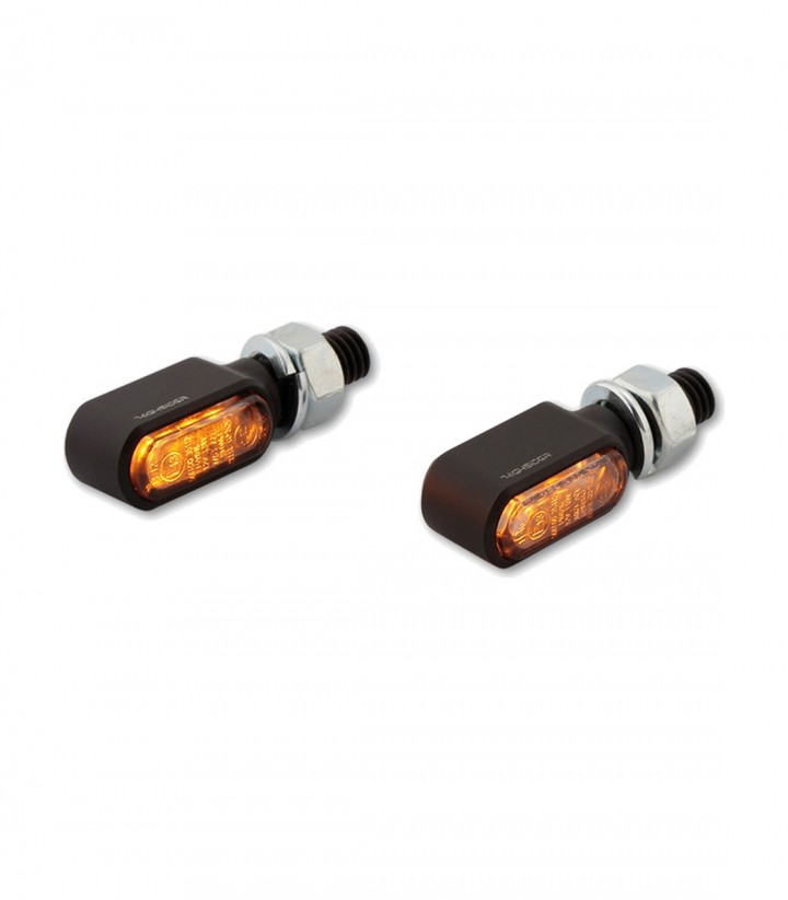 LED-Blinker Highsider Little Bronx CNC-gefertigt Schwarz mit getöntem Glas