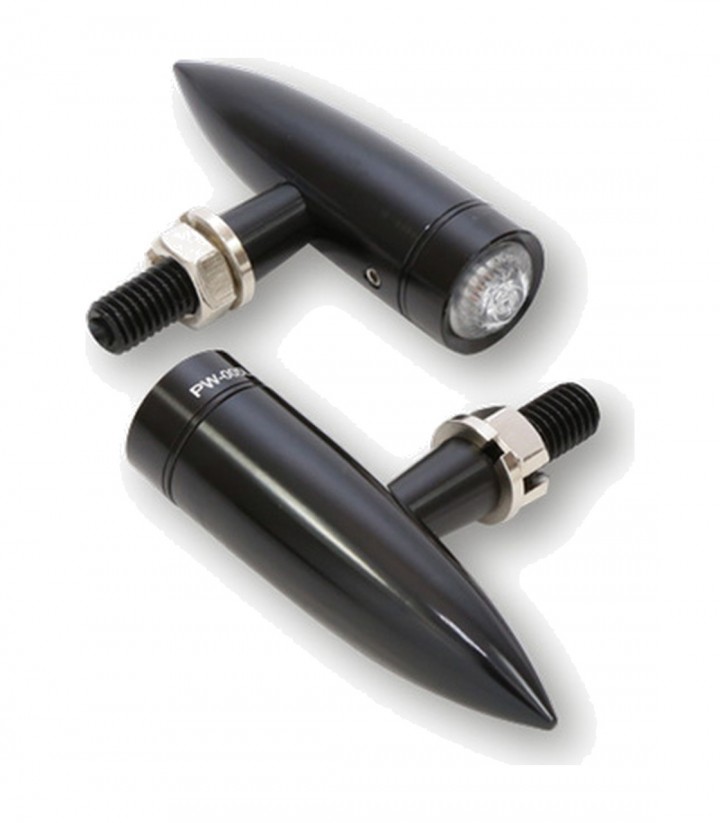 Intermitentes LED Highsider Mono Bullet Long Negro con Cristal Translúcido