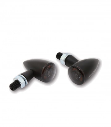 LED-Blinker Highsider Montana Bullet Mattschwarz mit getöntem Glas