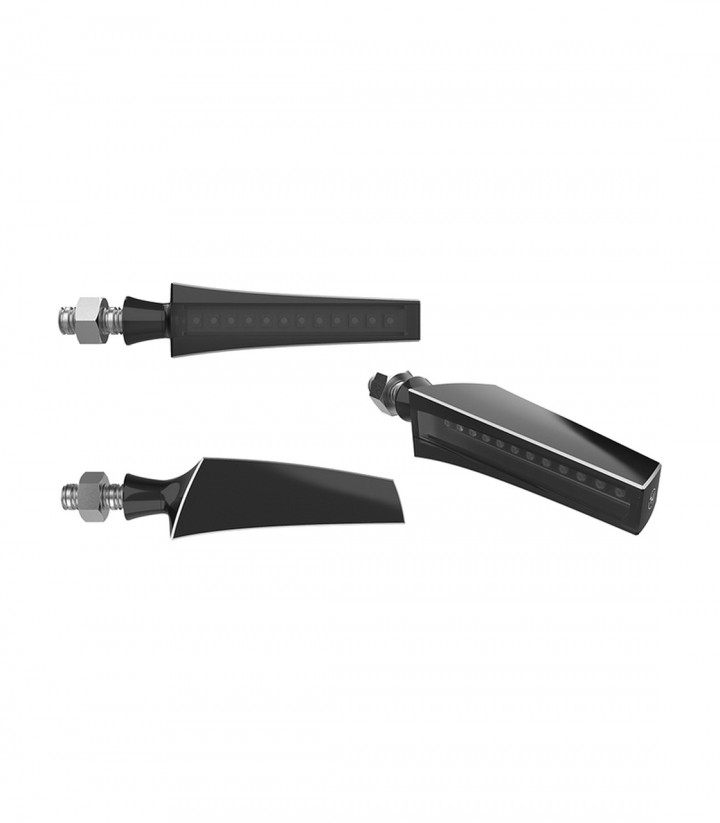 Intermitentes LED Highsider Pen Head Negro con Cristal Ahumado