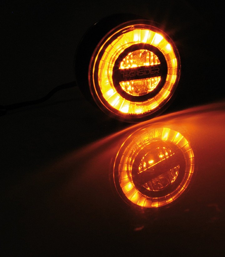 LED-Blinker Highsider Rocket Schwarz mit getöntem Glas
