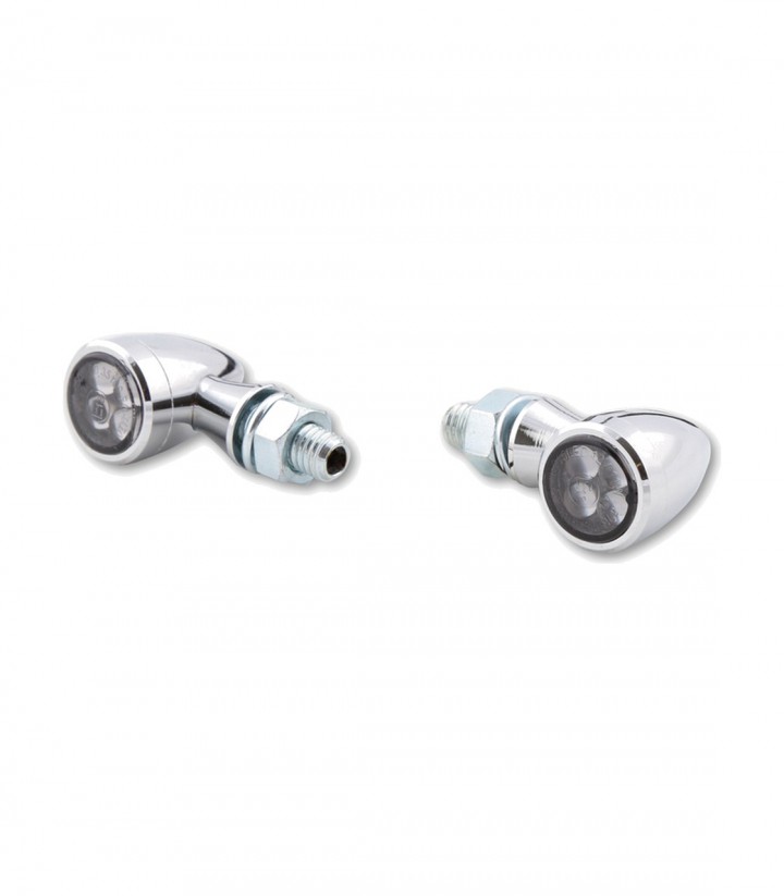 LED-Blinker Highsider Sixteen Bullet Verchromt mit getöntem Glas
