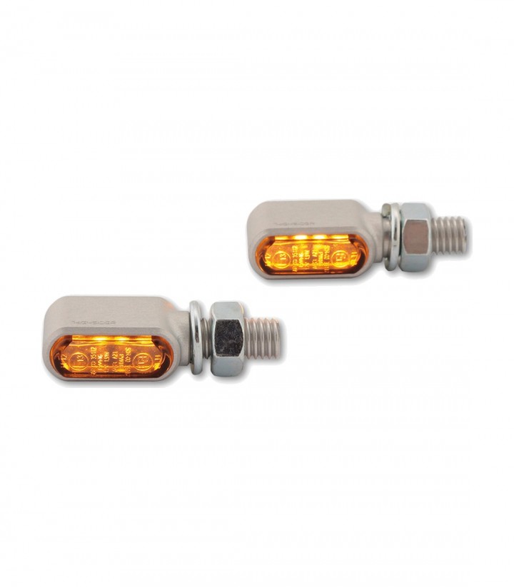 Intermitentes LED Highsider Stealth-XS Bronx Mecanizado CNC Plata con Cristal Ahumado
