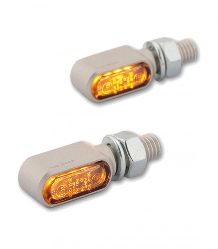 Intermitentes LED Highsider Stealth-XS Bronx Mecanizado CNC Plata con Cristal Ahumado