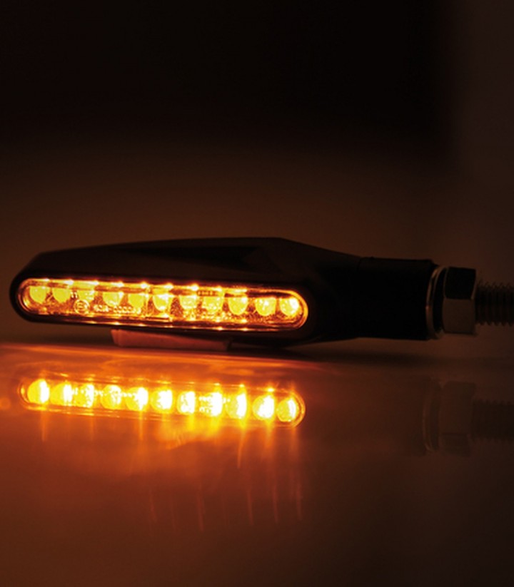 LED-Blinker Highsider Stix Schwarz mit klarem Glas