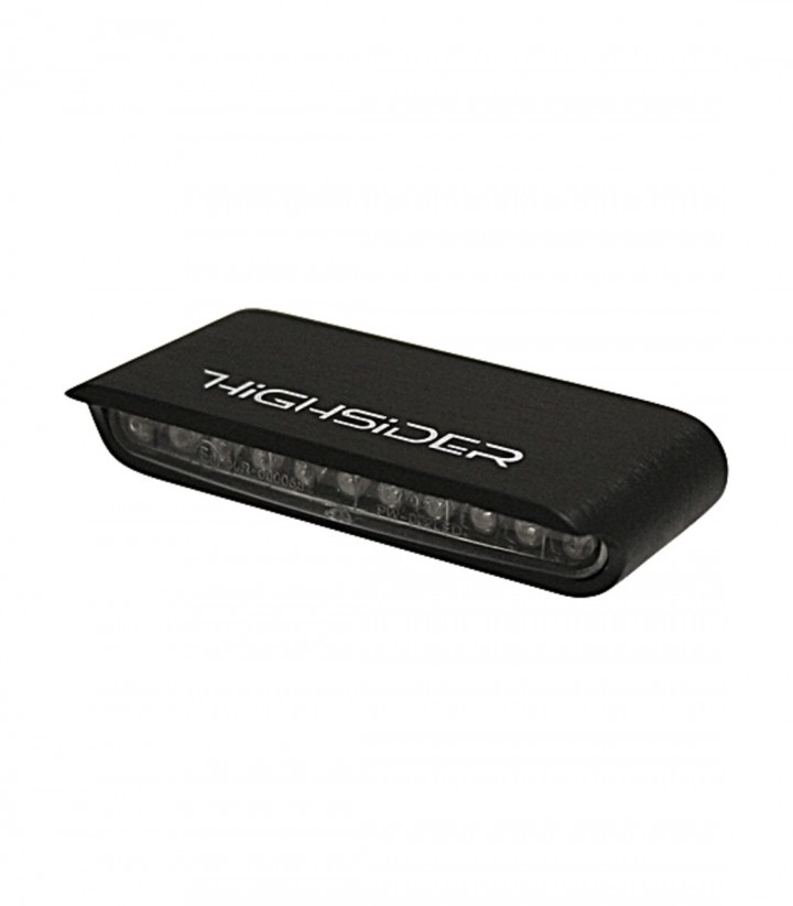 LED-Blinker Highsider Stripe Schwarz mit durchscheinendem Glas