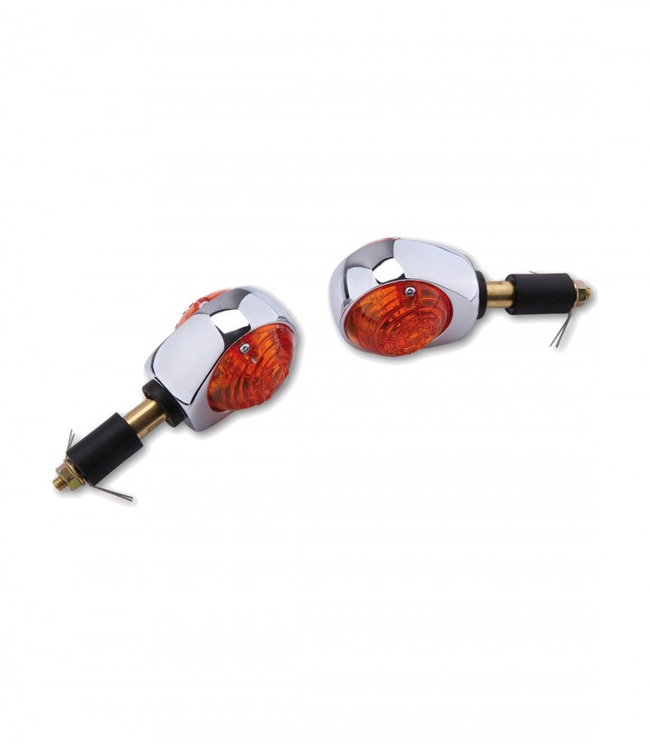 Lenkerblinker Highsider Ochsenauge Verchromt mit orangefarbenem Glas