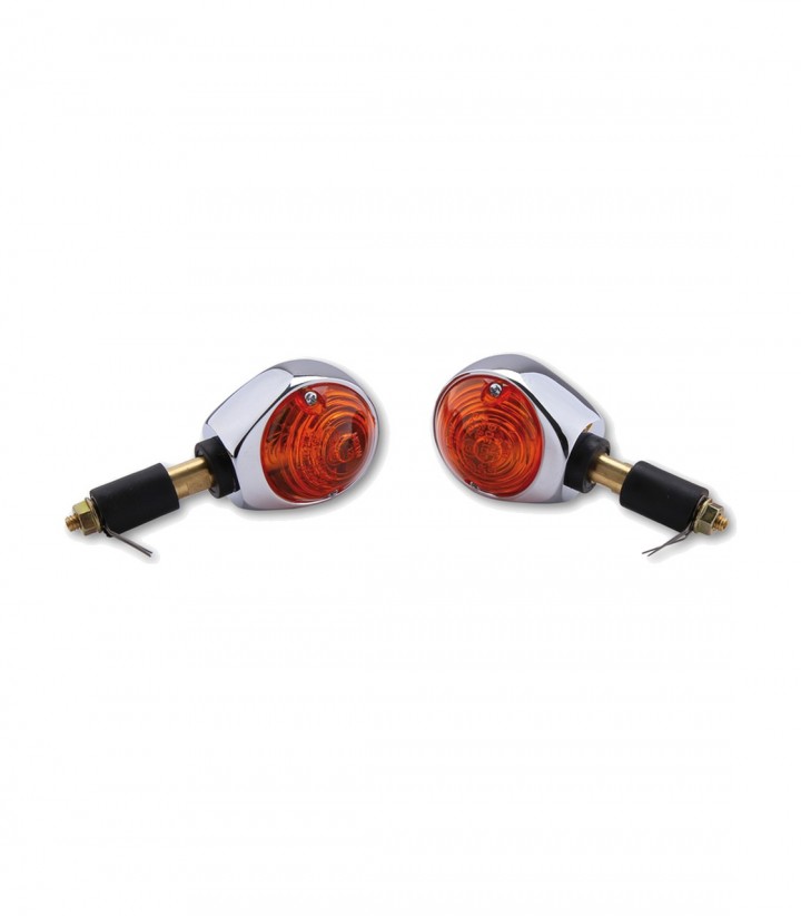 Intermitentes para Manillar Highsider Ochsenauge Cromado con Cristal Naranja