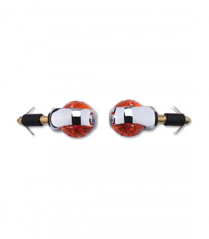 Highsider Handlebar Turn Signals Ochsenauge Chrome with Orange Lens