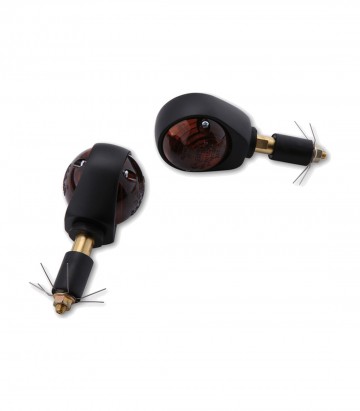 Intermitentes para Manillar Highsider Ochsenauge Negro con Cristal Ahumado