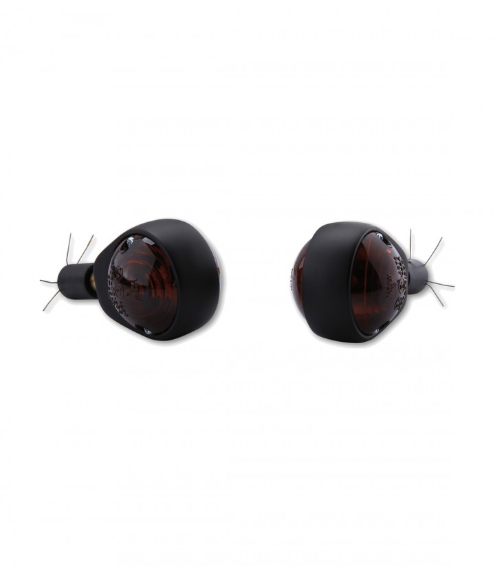 Highsider Handlebar Turn Signals Ochsenauge Black with Smoked Lens