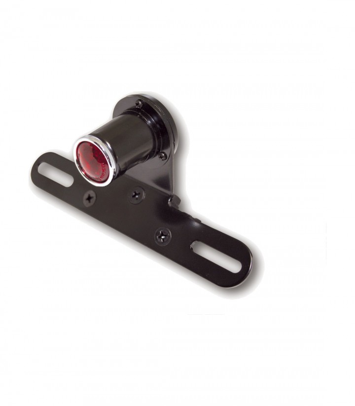 Piloto LED con Soporte de Matrícula Highsider OLD School Type 5 Negro con Cristal Rojo