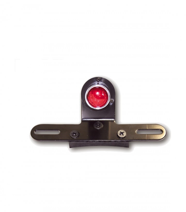 Piloto LED con Soporte de Matrícula Highsider OLD School Type 5 Negro con Cristal Rojo
