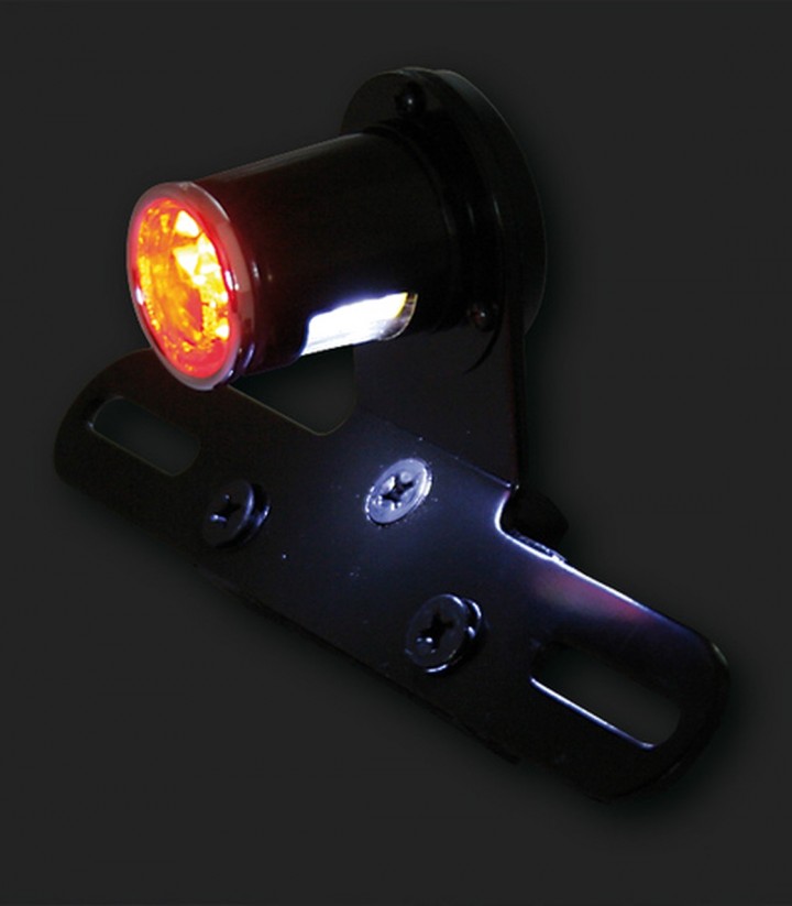Highsider LED Tail Light with License Plate Bracket OLD School Type 5 Black with Red Lens