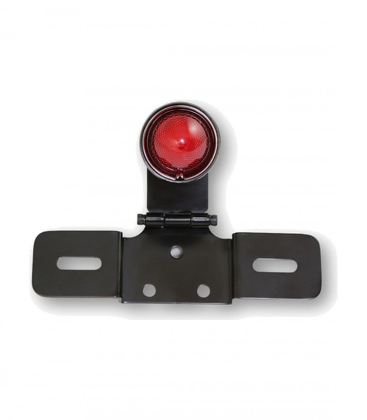Piloto LED con Soporte de Matrícula Highsider OLD School Type 6 Negro con Cristal Rojo