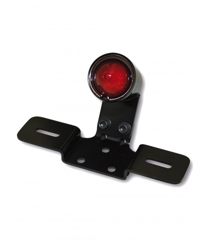 Rücklicht mit LED-Kennzeichenhalter Highsider Old School Type 3 Schwarz mit rotem Glas