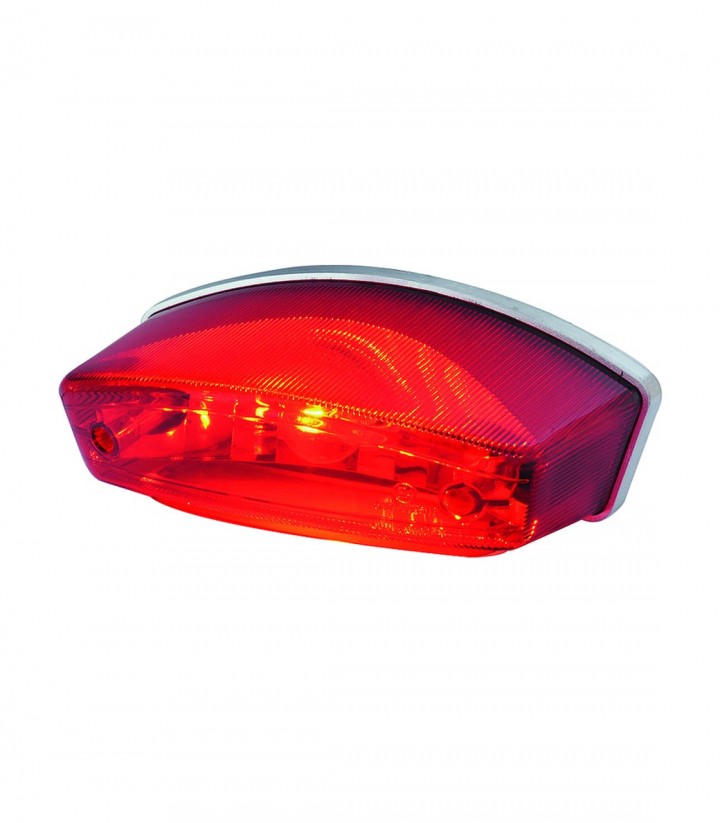 Highsider Tail Light Monster Universal with License Plate Light Chrome with Red Lens