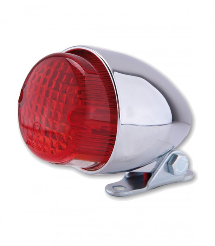 Piloto Trasero Highsider Texas Cromado con Cristal Rojo