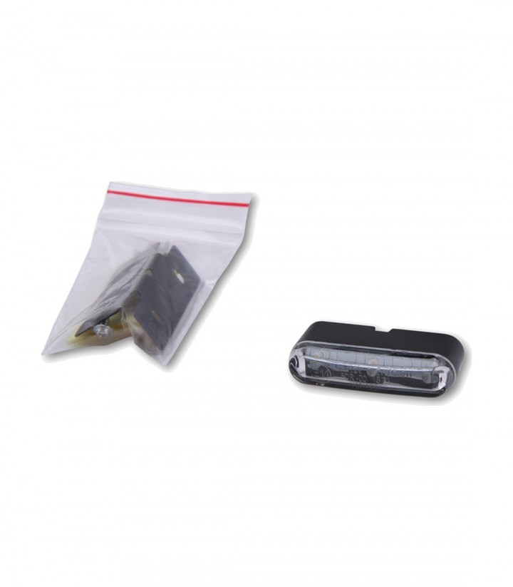 Piloto Trasero Highsider Tri-LED con Soporte y Lámina Adhesiva 12V Negro con Cristal Transparente