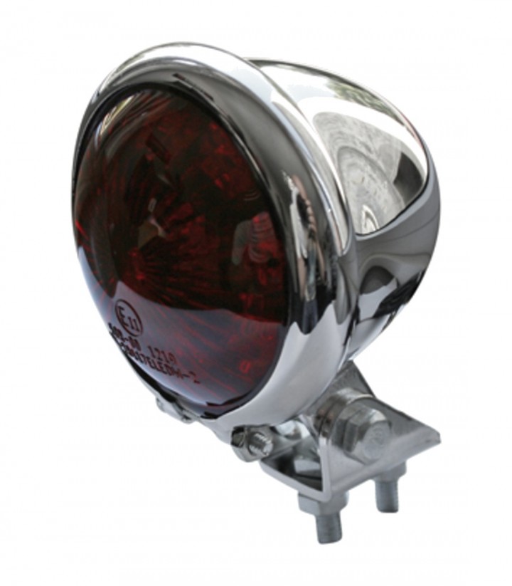 Highsider LED Tail Light Bates Style Chrome with Red Lens
