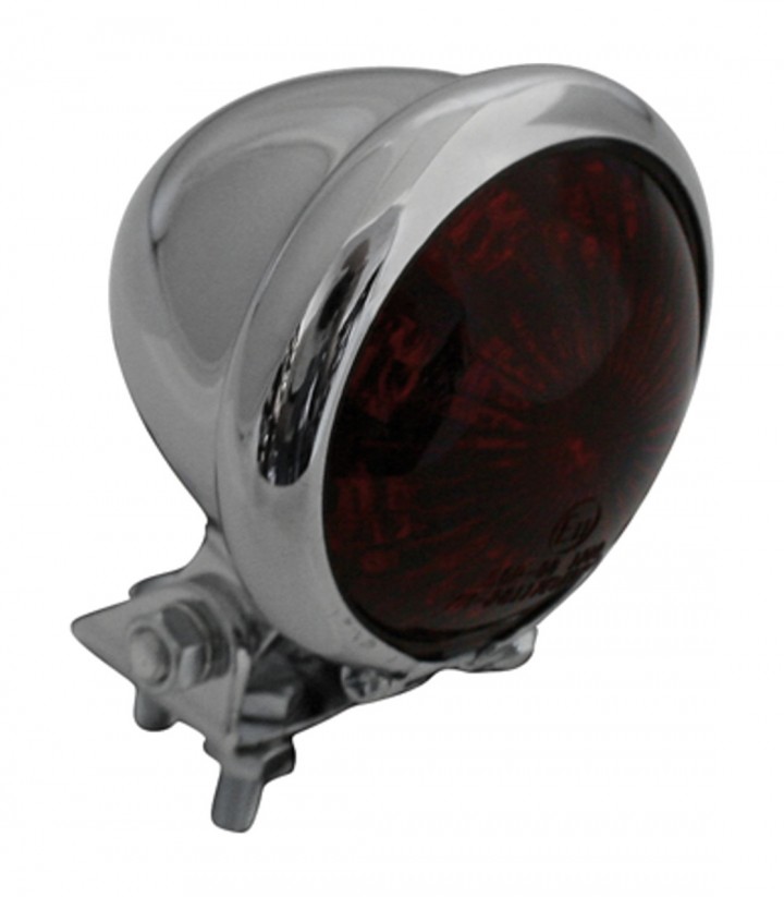 Highsider LED Tail Light Bates Style Chrome with Red Lens